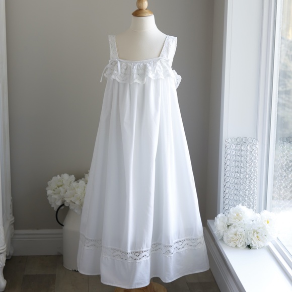 Strasburg White Cotton Slip Dress Crocheted Lace Size 10/12 NWT Beach Portrait - Picture 1 of 6